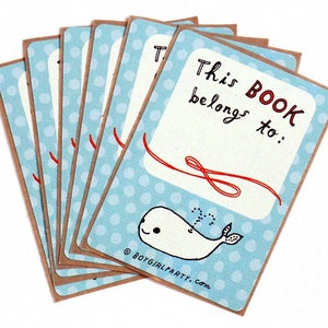 Ex Libris Bookplate Stickers Whale Book Plates for Kids This Book Belongs To STICKERS Book Labels for Teachers Home Library Gifts image 1