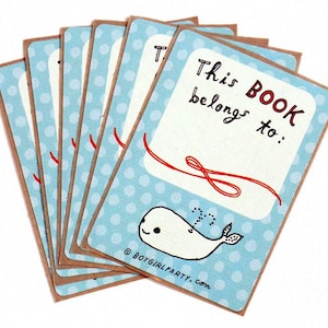 Ex Libris Bookplate Stickers Whale Book Plates for Kids This Book Belongs To STICKERS Book Labels for Teachers Home Library Gifts image 1