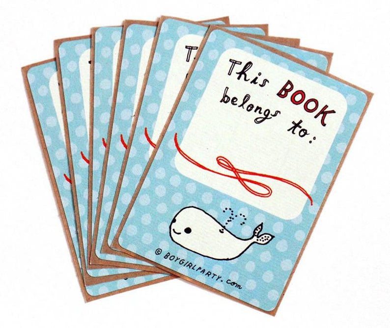 Ex Libris Bookplate Stickers Whale Book Plates for Kids This Book Belongs To STICKERS Book Labels for Teachers Home Library Gifts image 1