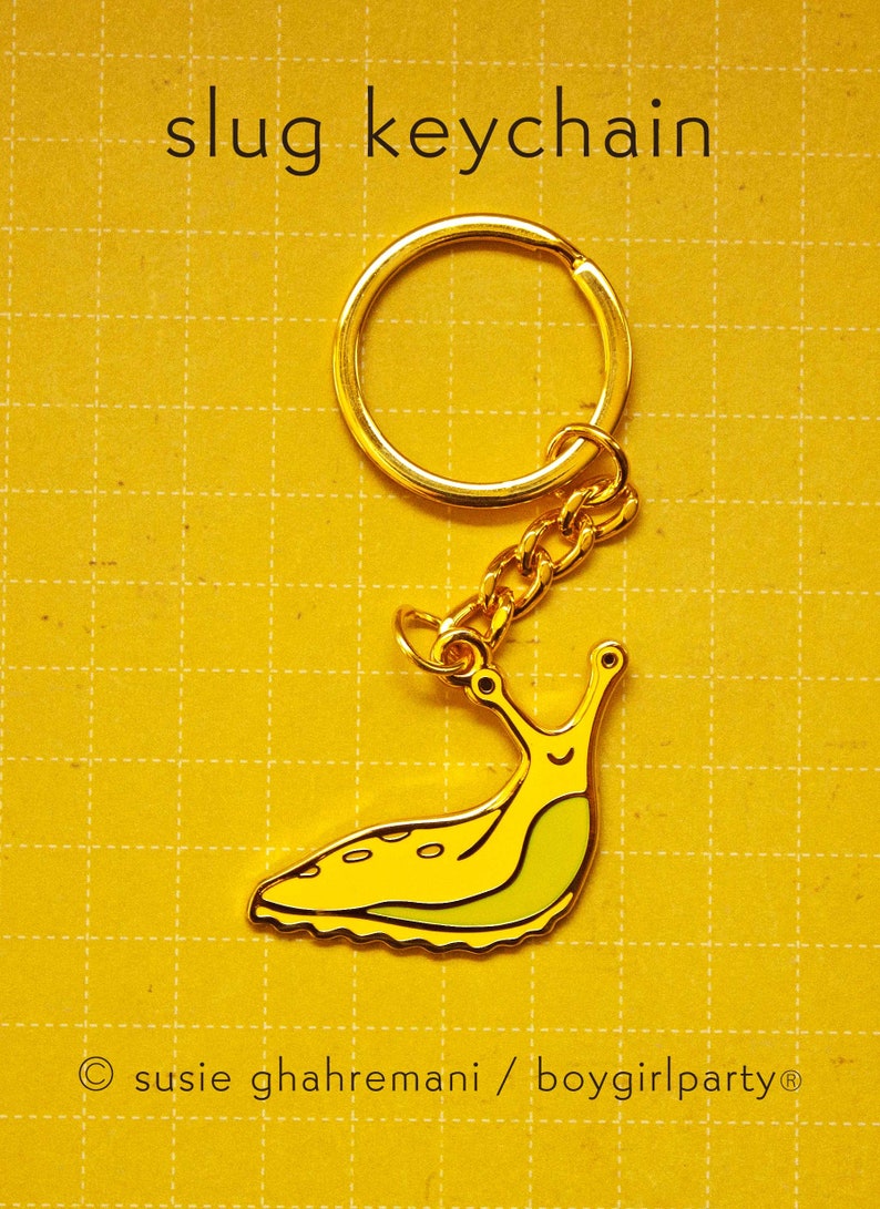 Banana Slug Keychains by boygirlparty Yellow Slug Cute Aesthetic Keychain Charm Santa Cruz California Mascot Gift for Student image 7