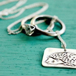 Kawaii jewelry Cute handmade necklace Hedgehog Gifts Cute Drawing Jewelry CottagecoreAesthetic Pendant Sterling Silver Animal image 4