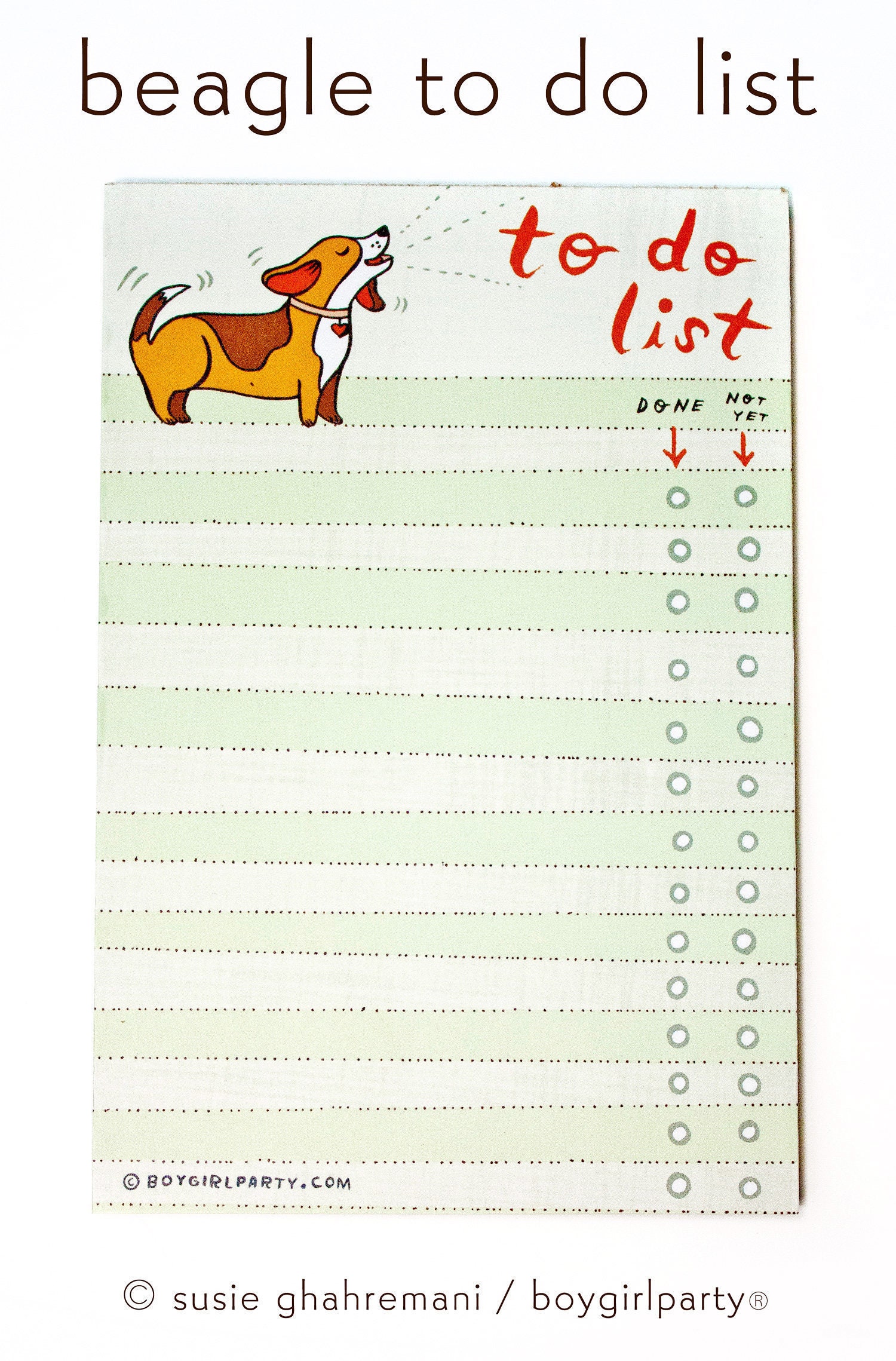 Beagle Tracklist Beagle to Do List Notepad, Cute School Supplies, Dog Daily Planner, Pet ...
