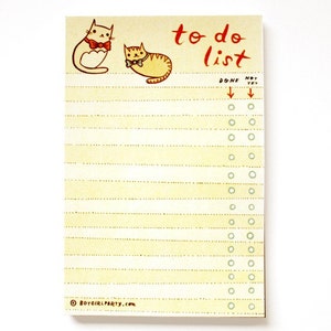 Cat TO DO LIST notepad by boygirlparty, bowtie kitty cat note pad memo list organizer cat stationery office gift image 2