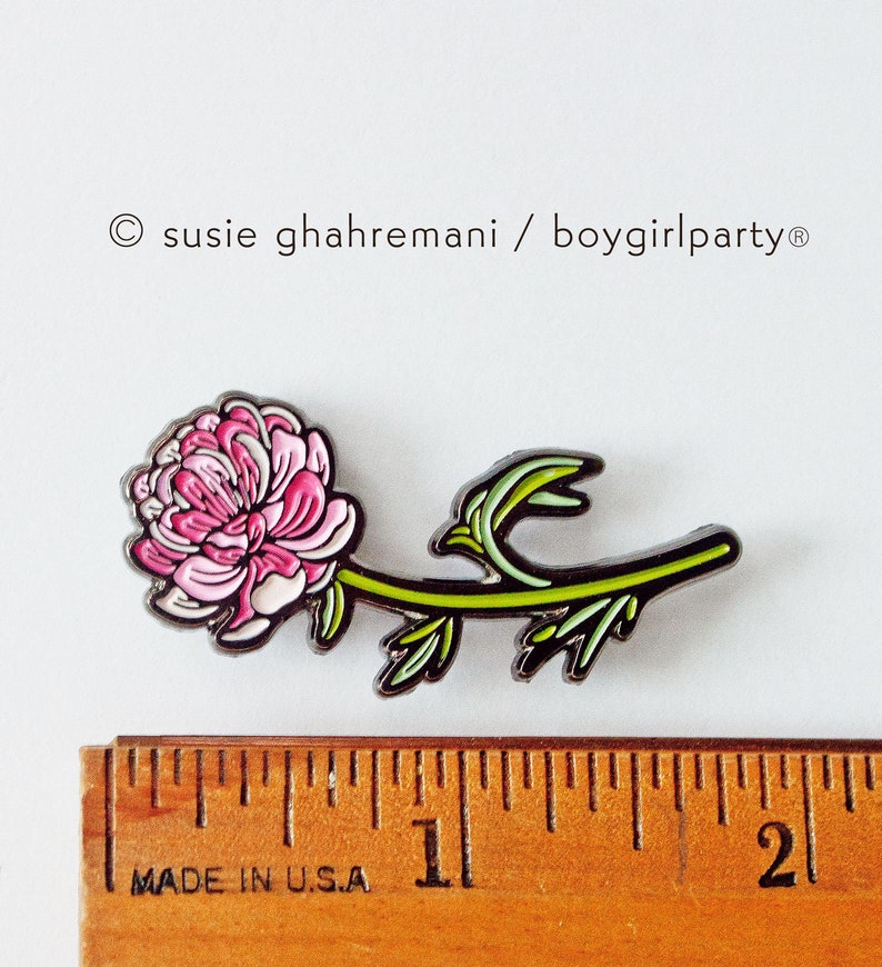 PEONY pin flower enamel pin jewelry Gift for Her Plant Pin Peony Jewelry Nature Inspired Gardening gift for women peony brooch image 3