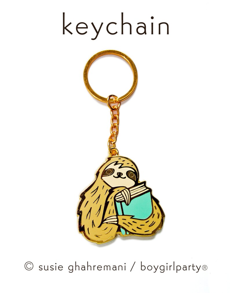 Bookish Gifts for Women  SLOTH KEYCHAIN  Book Gifts  image 2