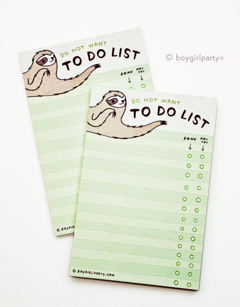 Funny gifts sloth TO DO LIST notepad Sloth gifts Do not want to do list note pad Funny coworker gift Sloth notepad funny notepad image 2