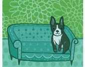 BOSTON TERRIER animal art print - cute dog art - nursery art - pet art - boygirlparty signed art - dog artwork