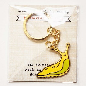 Banana Slug Keychains by boygirlparty Yellow Slug Cute Aesthetic Keychain Charm Santa Cruz California Mascot Gift for Student image 10