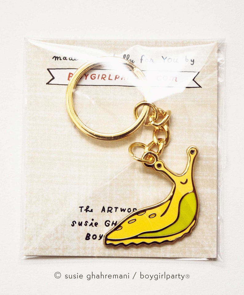 Banana Slug Keychains by boygirlparty Yellow Slug Cute Aesthetic Keychain Charm Santa Cruz California Mascot Gift for Student image 10
