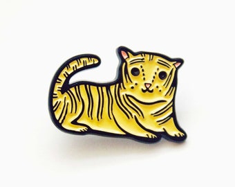 Yellow Tiger Enamel Pin — cute tiger gifts — enamel pin tiger jewelry — wild tiger gifts — Maximalist gift — Zoo Bachelorette party favor