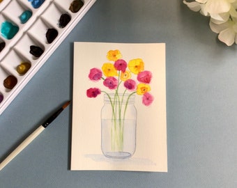 Greeting card without text with original watercolor floral pattern