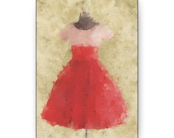 Ruby | Impressionist Dress Print Gallery Wrapped Canvas | Shabby Chic Painting