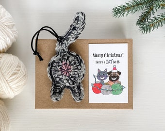 Gray Tabby Cat Butt Christmas Ornament Long Distance Relationship Gift for Boyfriend