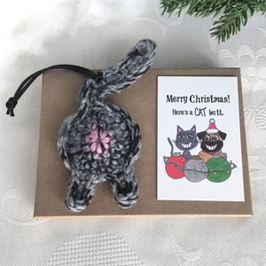 Gray Tabby Cat Butt Christmas Ornament Long Distance Relationship Gift for Boyfriend image 3