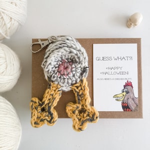 Llavero de larga distancia de chicken butt Regalo de Halloween para mujeres con tarjeta
