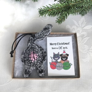 Gray Tabby Cat Butt Christmas Ornament Long Distance Relationship Gift for Boyfriend Bild 8