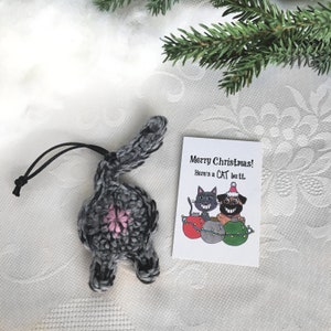 Gray Tabby Cat Butt Christmas Ornament Long Distance Relationship Gift for Boyfriend Bild 6