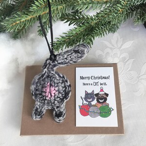 Gray Tabby Cat Butt Christmas Ornament Long Distance Relationship Gift for Boyfriend Bild 7