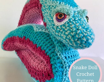 Snake Doll Crochet Pattern Amigurumi Novelty Plush Bed Pillow