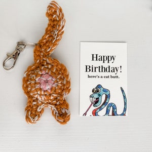Orange Tabby Cat Butt Keychain Personalized 21st Birthday Gift for Her with Card image 2
