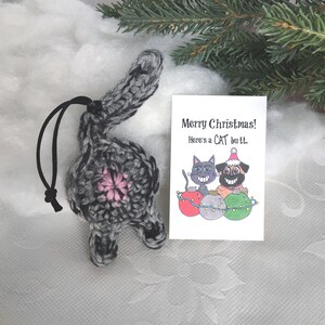 Gray Tabby Cat Butt Christmas Ornament Long Distance Relationship Gift for Boyfriend Bild 4