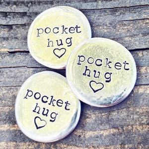 Pocket Hug Token Pewter Personalized Coin / I Love You Reminder Stone, Love Charm, Miss /Thinking/Thank You Gift Idea, Angel Medallion image 4