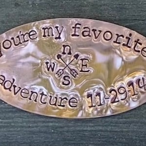 Custom Walking/ Hike Stick Medallion/ Personalize Hand Stamped - Name, Park Date/ Hiking Anniversary Gift/ Hike Memory Staff Badge Trek Cane