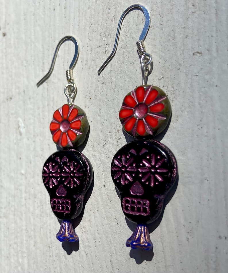 Dia De Los Muertos/ Day of the Dead Earrings - Black Sugar Skulls ...