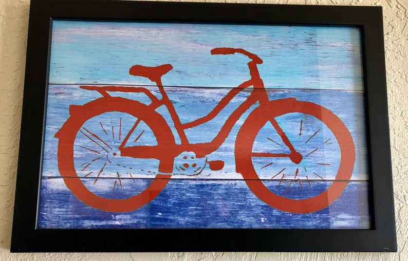 Coastal Decor Red Beach Cruiser Bike Giclee Art Print Sweet Bicycle Cottage House Warming Gift Bright Seaside, Summer Wall Art image 5