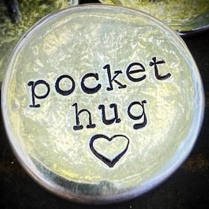 Pocket Hug Token Pewter Personalized Coin / I Love You Reminder Stone, Love Charm, Miss /Thinking/Thank You Gift Idea, Angel Medallion image 5