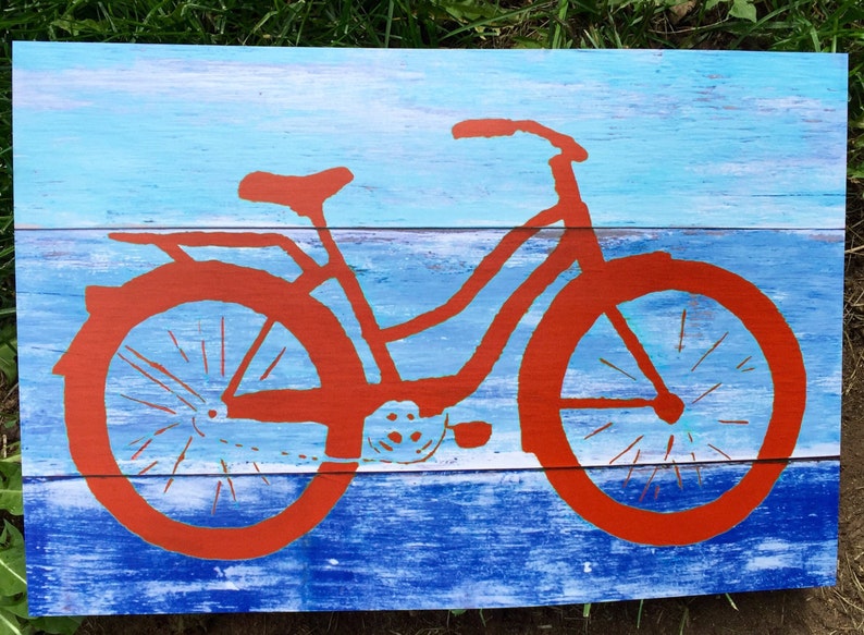 Coastal Decor Red Beach Cruiser Bike Giclee Art Print Sweet Bicycle Cottage House Warming Gift Bright Seaside, Summer Wall Art image 3