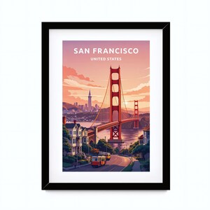 Arte mural imprimible, Impresión de arte digital, Póster de San Francisco, Arte de pared de San Francisco, Cartel de viaje de San Francisco