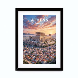 Arte mural imprimible, Impresión de arte digital, Póster de Atenas, Arte de pared de Atenas, Cartel de viaje de Atenas, Regalo de Atenas