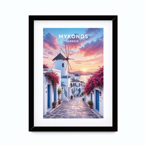 Arte mural imprimible, Impresión de arte digital, Póster de Mykonos, Arte de pared Mykonos, Cartel viaje Mykonos, Regalo de Mykonos