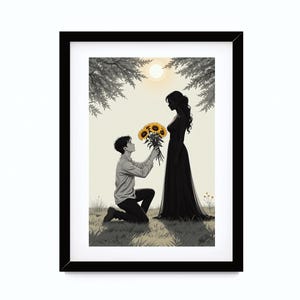 Pareja enamorada, Impresión de arte digital, Impresión de arte moderno, Arte de pared pintura, Arte de pared imprimible, Regalo decoración