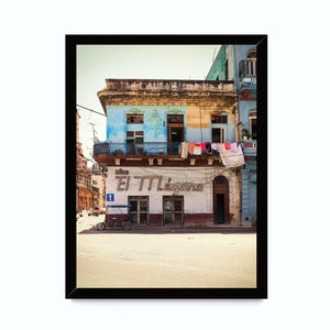 Kleurrijke koloniale gevel, Havana Cuba, Caribische stadsfotografie, afdrukbare digitale download, Havana-foto