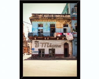 Façade coloniale colorée, La Havane, Cuba, photographie urbaine caribéenne, téléchargement numérique imprimable, photo de La Havane