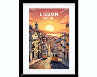 Druckbare Wandbilder, Kunstdrucke, Lissabon-Poster, Lissabon-Wandkunst, Lissabon-Reiseposter, Portugal-Geschenk