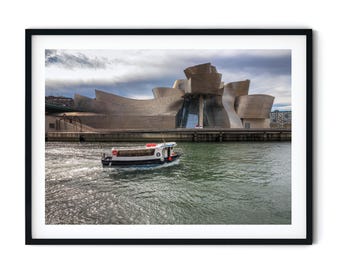 Musée Guggenheim de Bilbao, architecture moderne en Espagne, photographie de voyage urbaine, téléchargement numérique imprimable, photographie de Bilbao