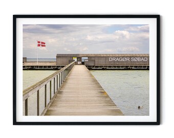Muelle de Dragør Dinamarca, Fotografía Costera Minimalista Arte Nórdico, Descarga digital imprimible, fotografía de Dragør
