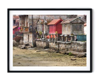 Photographie de Combarro Galicia, village côtier aux maisons en pierre, art mural numérique à imprimer, Combarro Photography