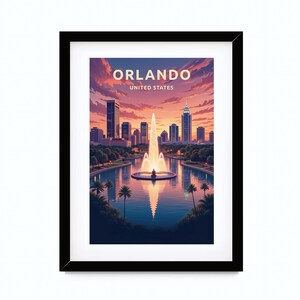Arte mural imprimible, Impresión de arte digital, Póster de Orlando, Arte de pared de Orlando, Cartel de viaje Orlando, Regalo de Orlando