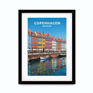 Arte mural imprimible, Impresión de arte digital, Póster de Copenhague, Arte de pared Copenhague, Cartel viaje Copenhague, Regalo Copenhague