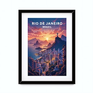 Arte mural imprimible, Impresión de arte digital, Póster de Río de Janeiro, Arte de pared de Río de Janeiro, Cartel de viaje Río de Janeiro