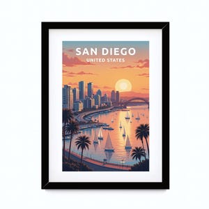 Arte mural imprimible, Impresión de arte digital, Póster de San Diego, Arte de pared San Diego, Cartel de viaje San Diego, Regalo San Diego