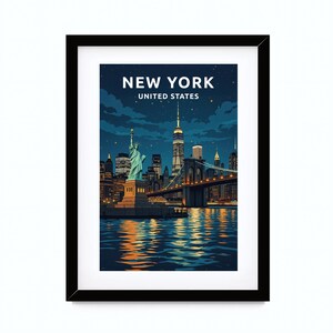 Arte mural imprimible, Impresión de arte digital, Póster de Nueva York, Arte de pared de Nueva York, Cartel de viaje de Nueva York