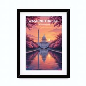 Arte mural imprimible, Impresión de arte digital, Póster de Washington, Arte de pared de Washington, Cartel de viaje de Washington