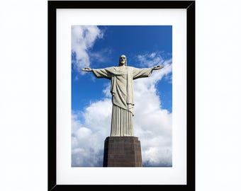 Christ the Redeemer Print, Rio de Janeiro Wall Art, Brazil Landmark Photo, Spiritual Home Decor, Jesus Statue, Printable digital download