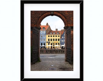 Nyhavn Copenhagen Print, Colorful Denmark Houses Photography, Nordic Cityscape Wall Art, Archway View Poster, Printable Digital Download