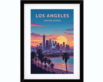 Printable Wall Art, Digital art printing, Los Angeles poster, Los Angeles wall art, Los Angeles travel poster, Gift from Los Angeles
